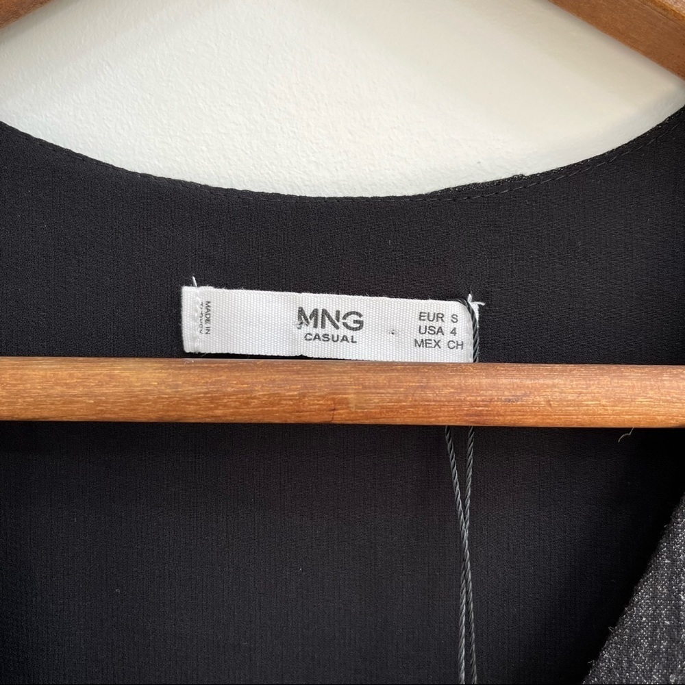 MNG Mango charcoal gray babydoll long sleeve button front dress size 4 - Picture 4 of 8